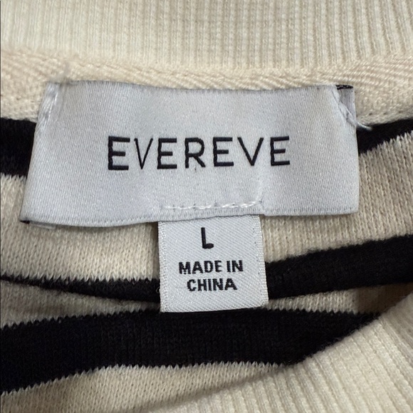 EVEREVE Noah Stripe Textured Sweatshirt Black/Ivory Women’s Size Large‎ - Picture 7 of 8
